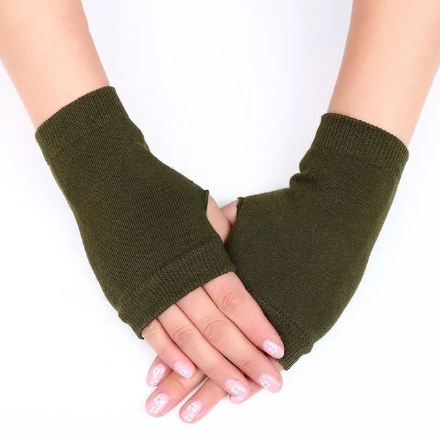 2020 Winter Warm Thickening Wool Gloves Knitted Flip Fingerless Exposed Finger Thick Gloves Without Fingers Mittens Glove Women