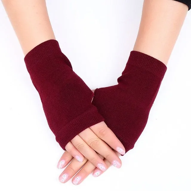 2020 Winter Warm Thickening Wool Gloves Knitted Flip Fingerless Exposed Finger Thick Gloves Without Fingers Mittens Glove Women