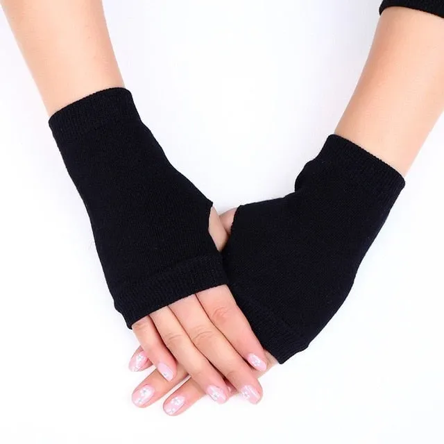 2020 Winter Warm Thickening Wool Gloves Knitted Flip Fingerless Exposed Finger Thick Gloves Without Fingers Mittens Glove Women