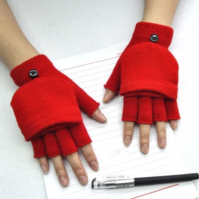 2020 Winter Warm Thickening Wool Gloves Knitted Flip Fingerless Exposed Finger Thick Gloves Without Fingers Mittens Glove Women