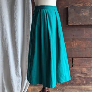 80s Vintage Forest Green Pleated A-Line Skirt