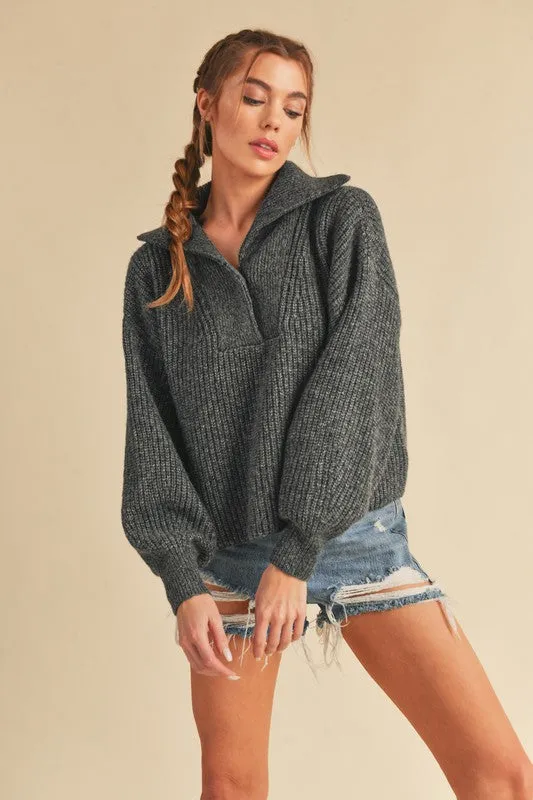 AEMI & Co. Chic Knit Danae Sweater with Balloon Sleeves