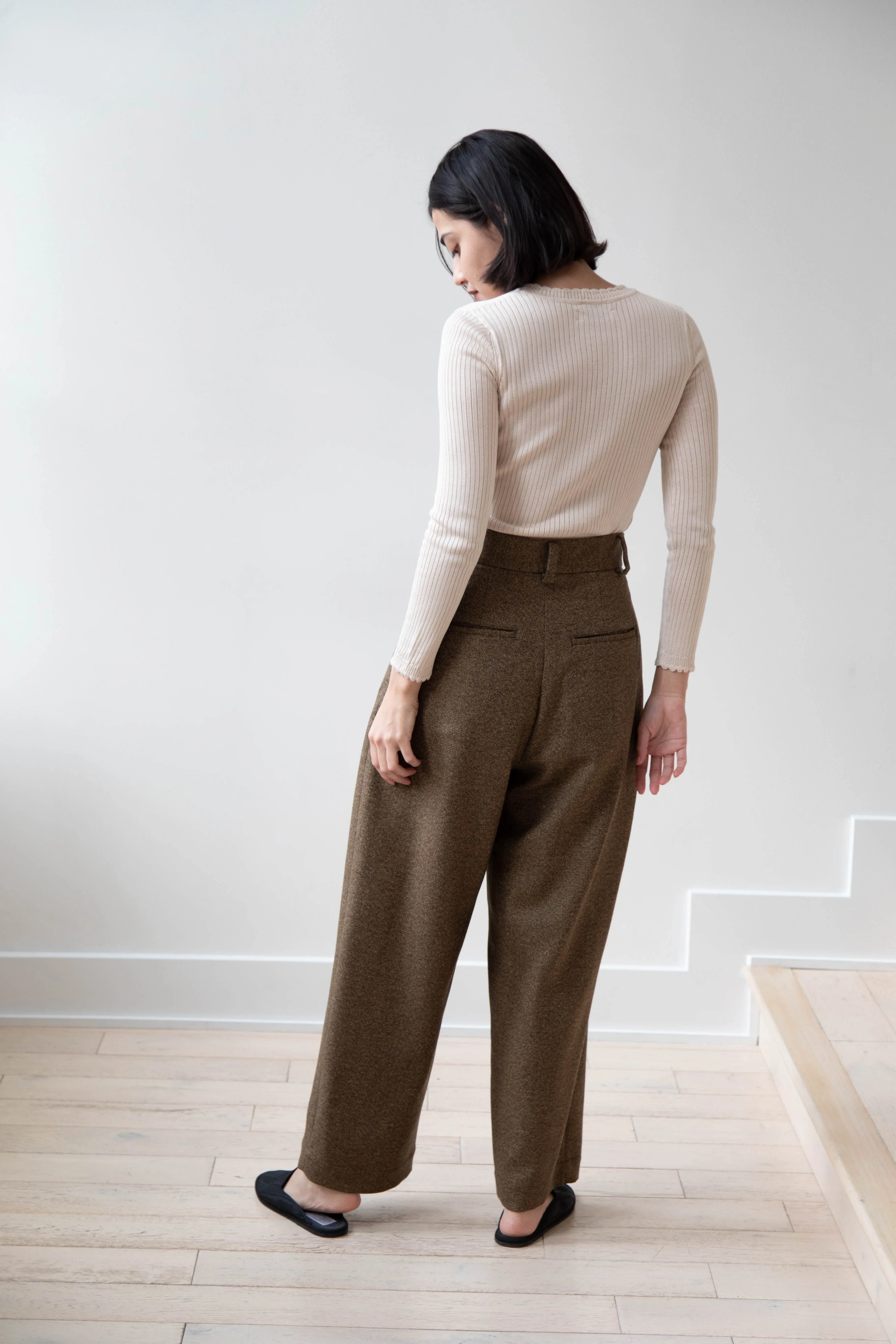 Arts & Science | Tuck Front Trousers in Yorimoku Tweed Wool