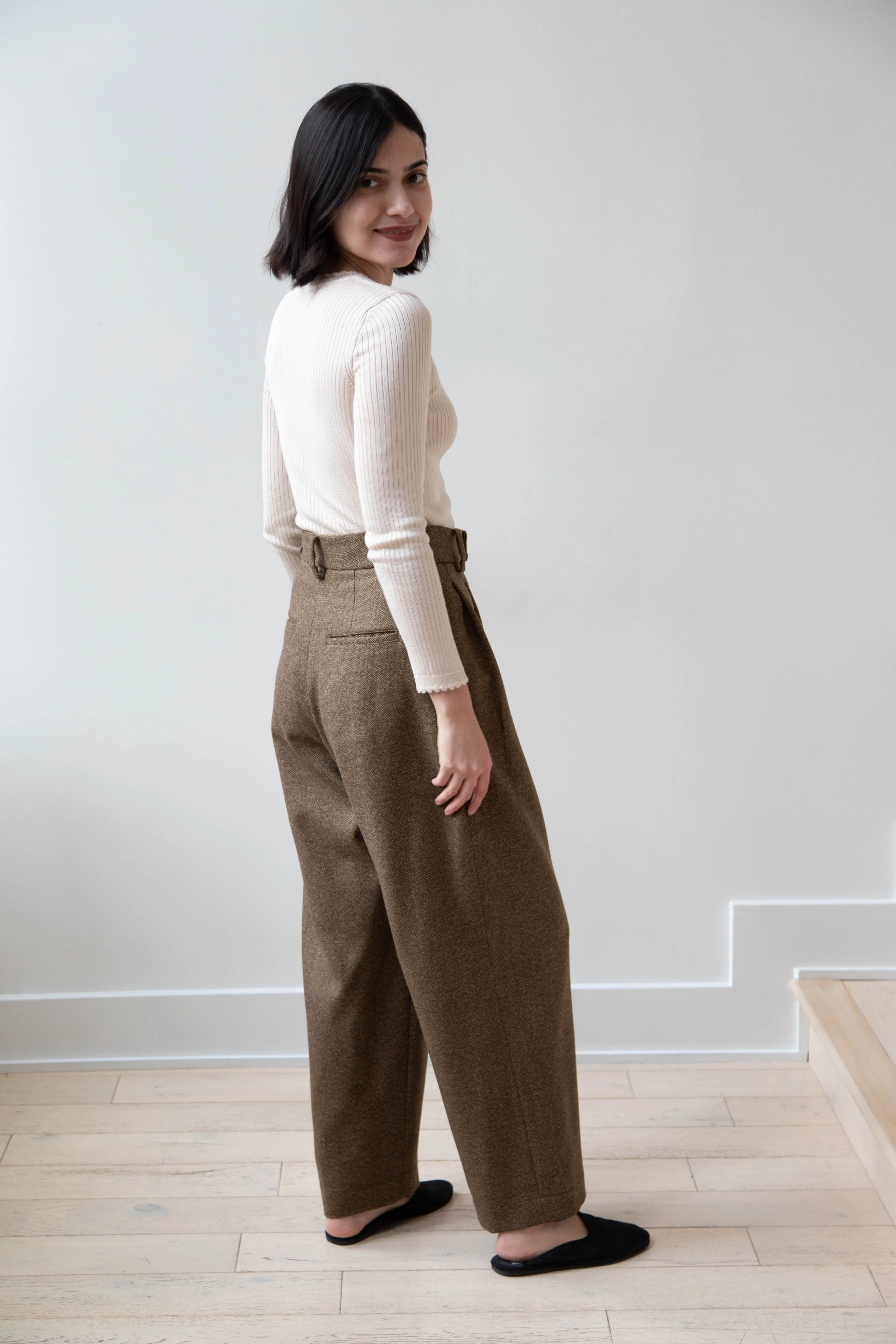 Arts & Science | Tuck Front Trousers in Yorimoku Tweed Wool