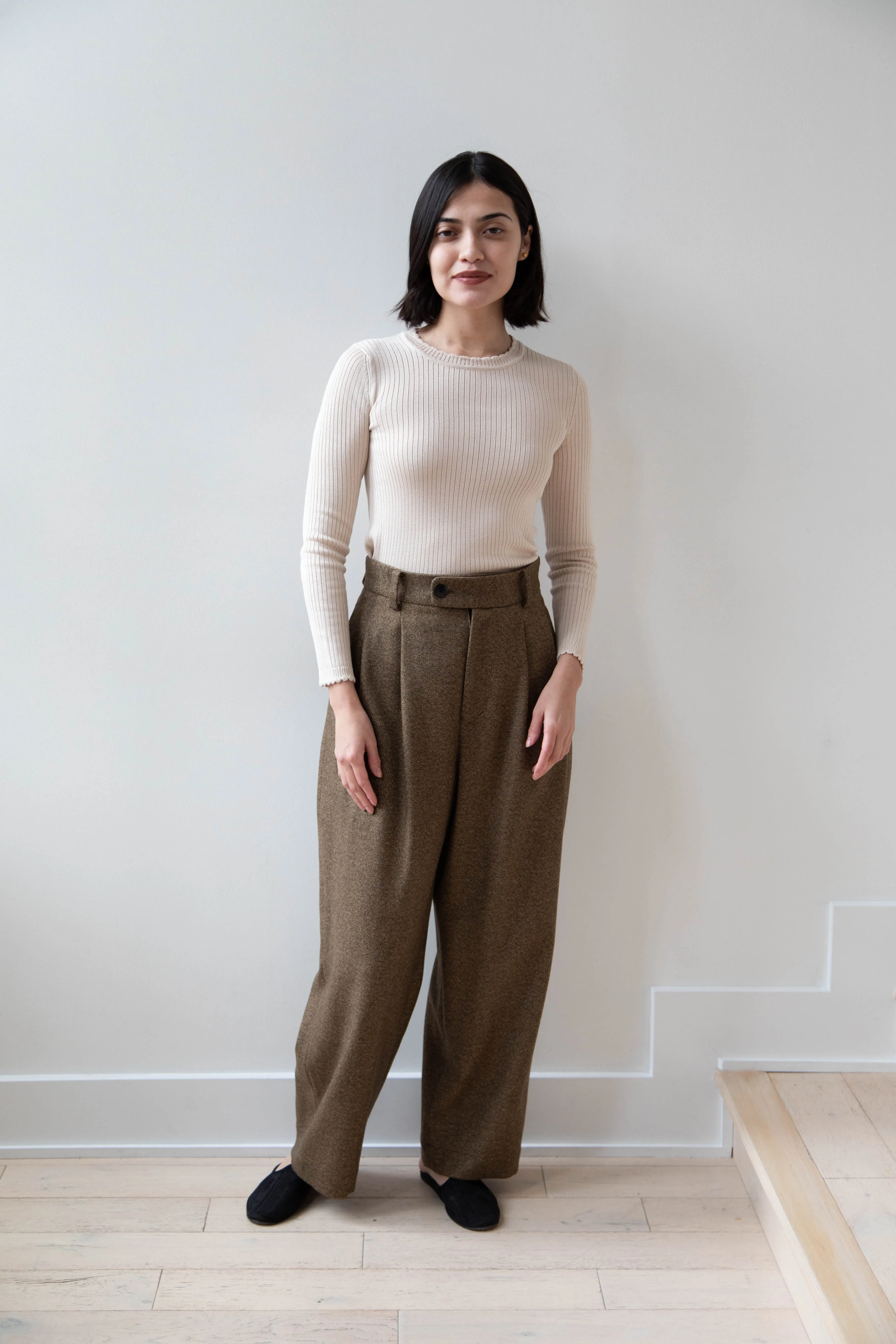 Arts & Science | Tuck Front Trousers in Yorimoku Tweed Wool