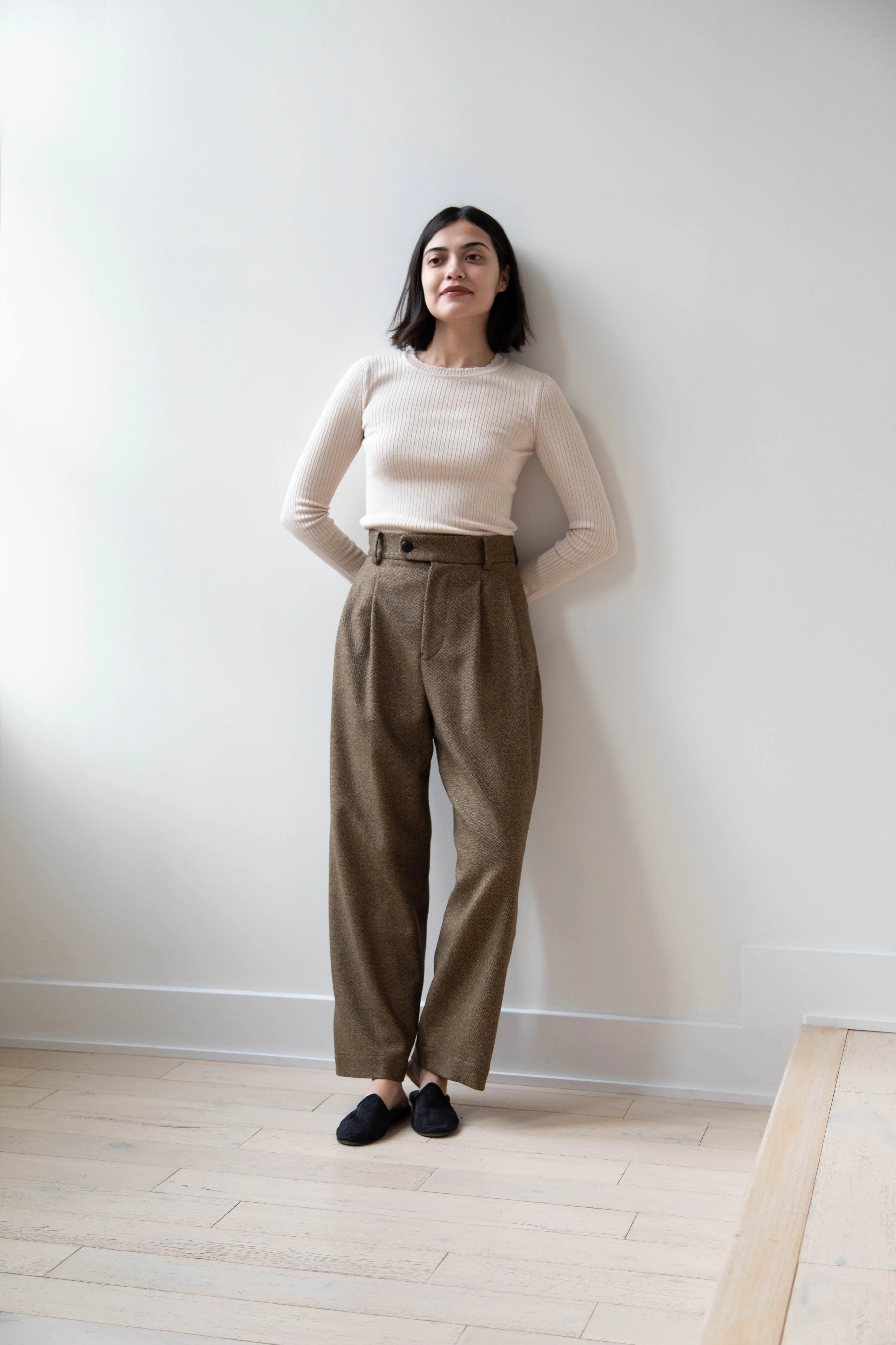 Arts & Science | Tuck Front Trousers in Yorimoku Tweed Wool