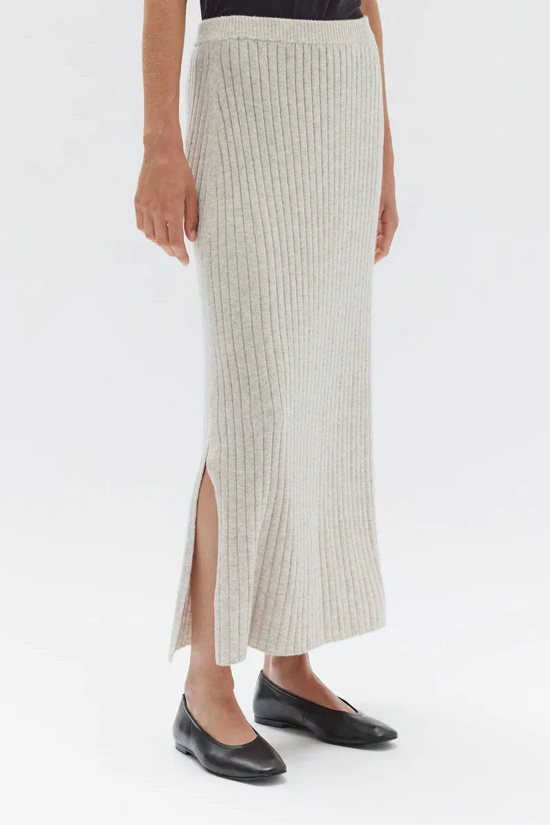 Assembly Label - Wool Cashmere Rib Skirt, Oat Marle