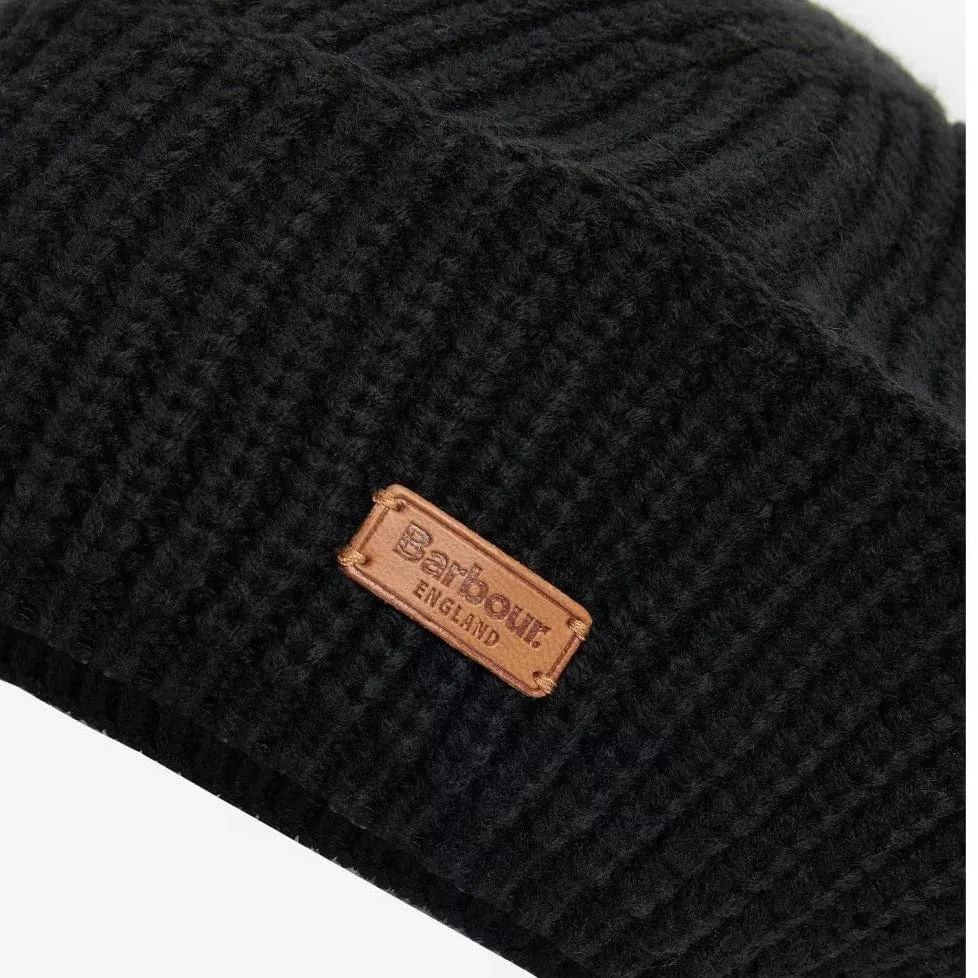 Barbour Beldon Beret Beanie Hat In Black