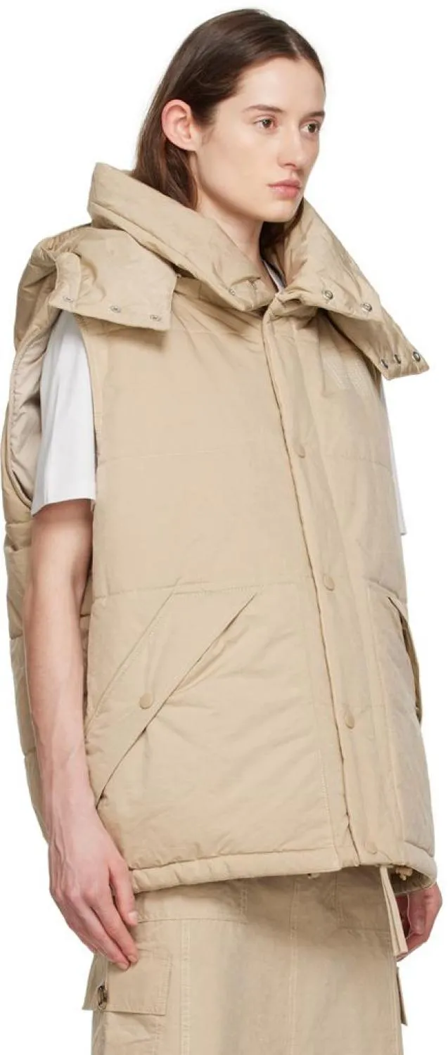 Beige Oversized Puffer Vest