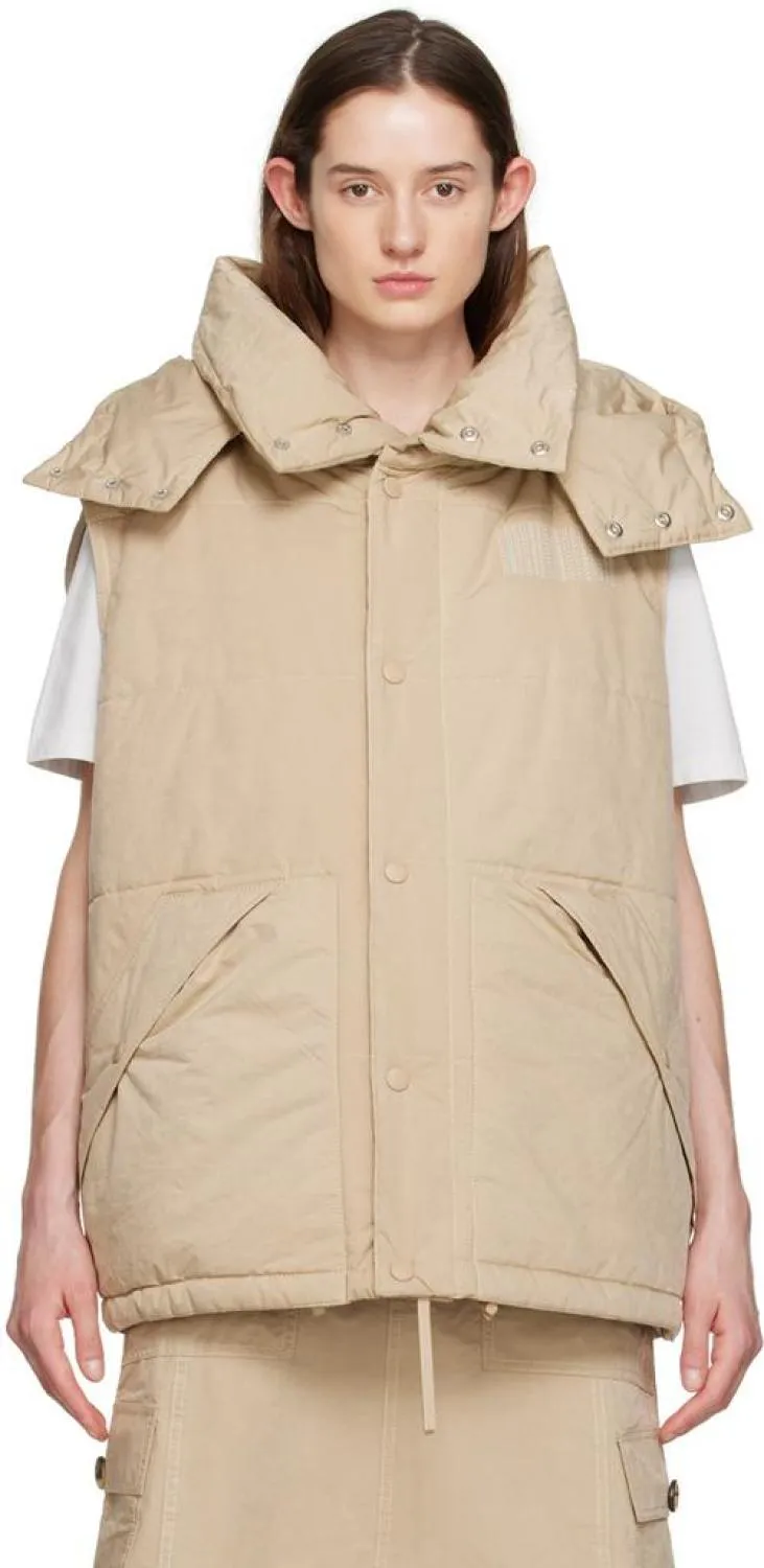 Beige Oversized Puffer Vest