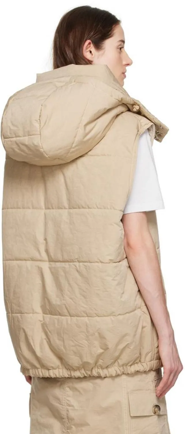 Beige Oversized Puffer Vest