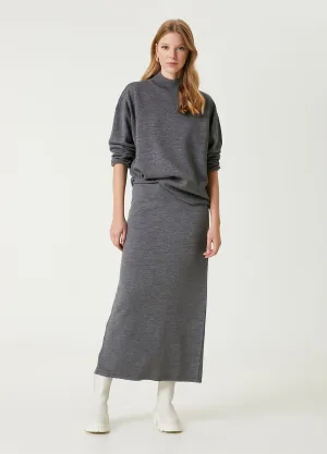 Beymen Club Midi Wool Skirt Gray