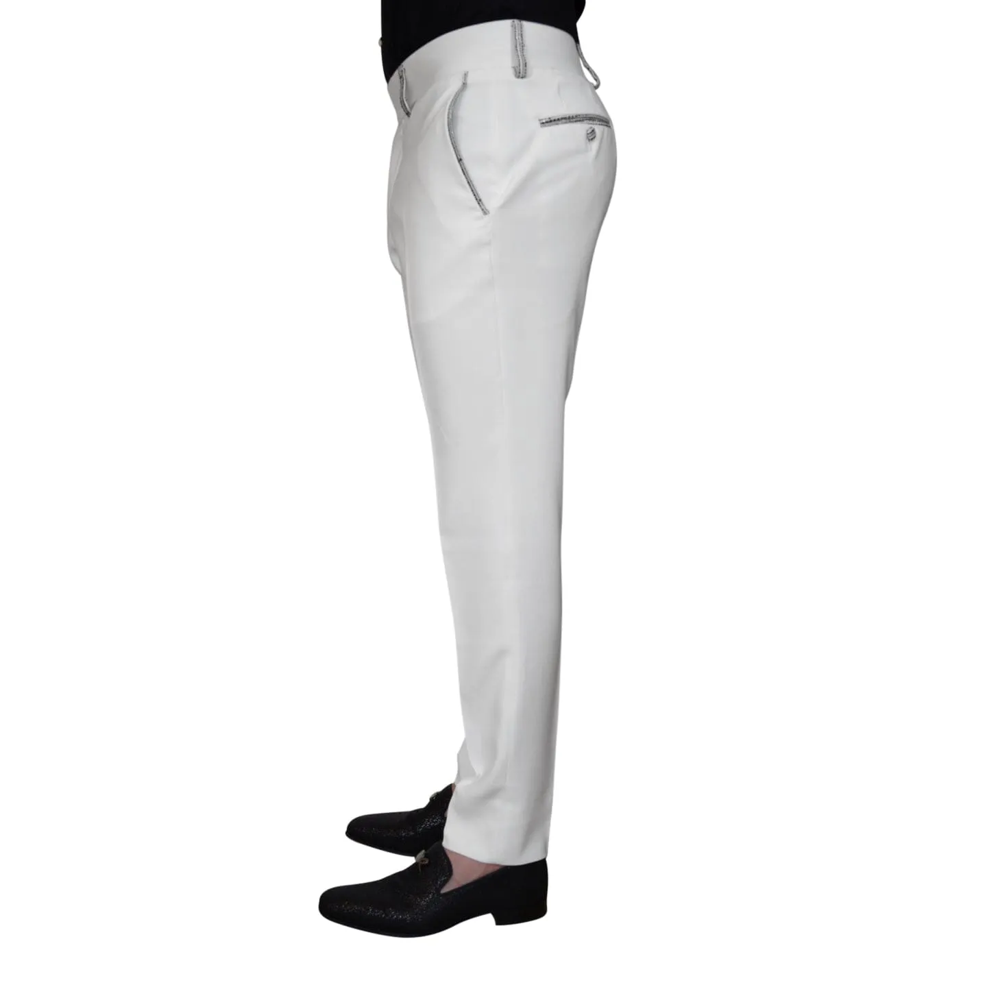 Bianco Tweed Paillette Trousers