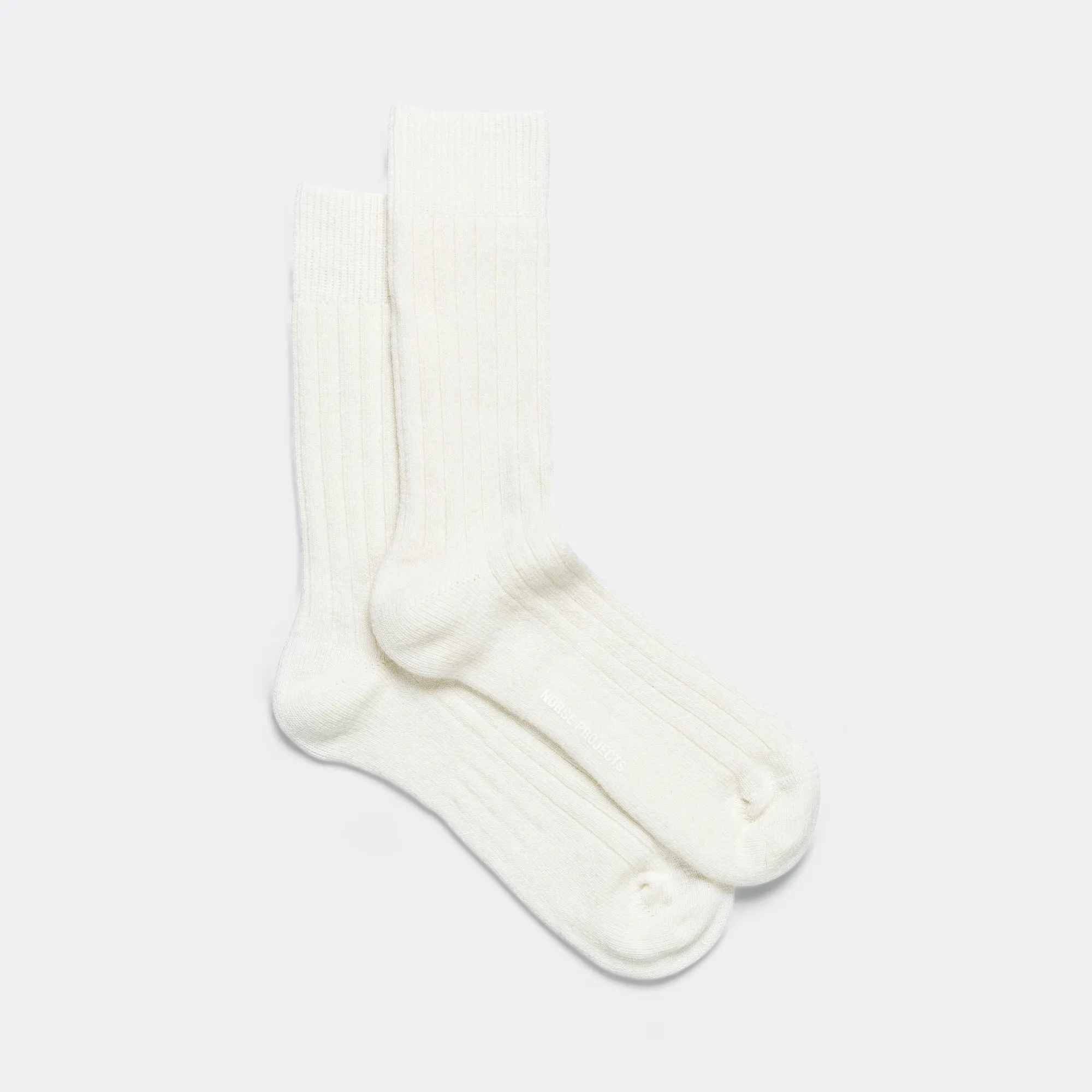 Bjarki Cashmere Wool Blend Rib Sock - Ecru