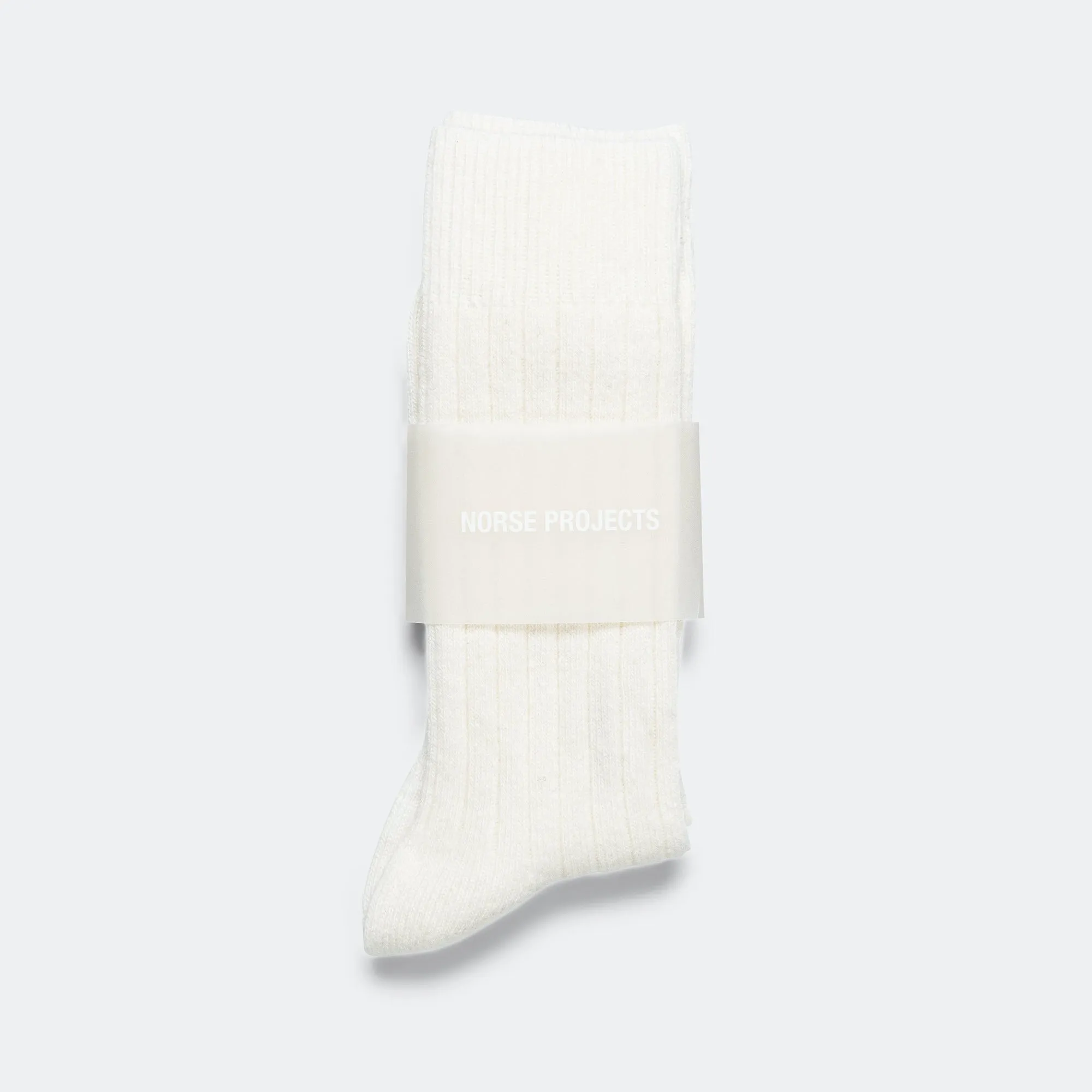 Bjarki Cashmere Wool Blend Rib Sock - Ecru