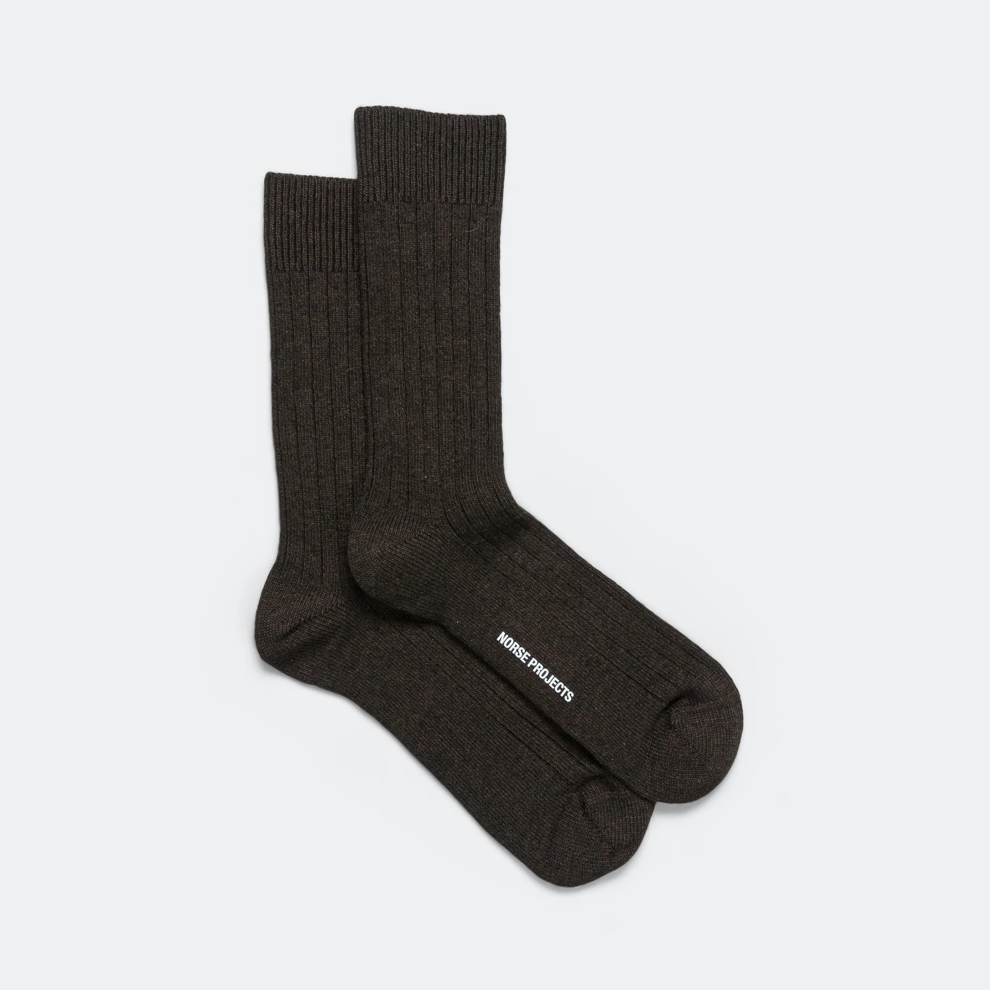 Bjarki Cashmere Wool Blend Rib Sock - Espresso