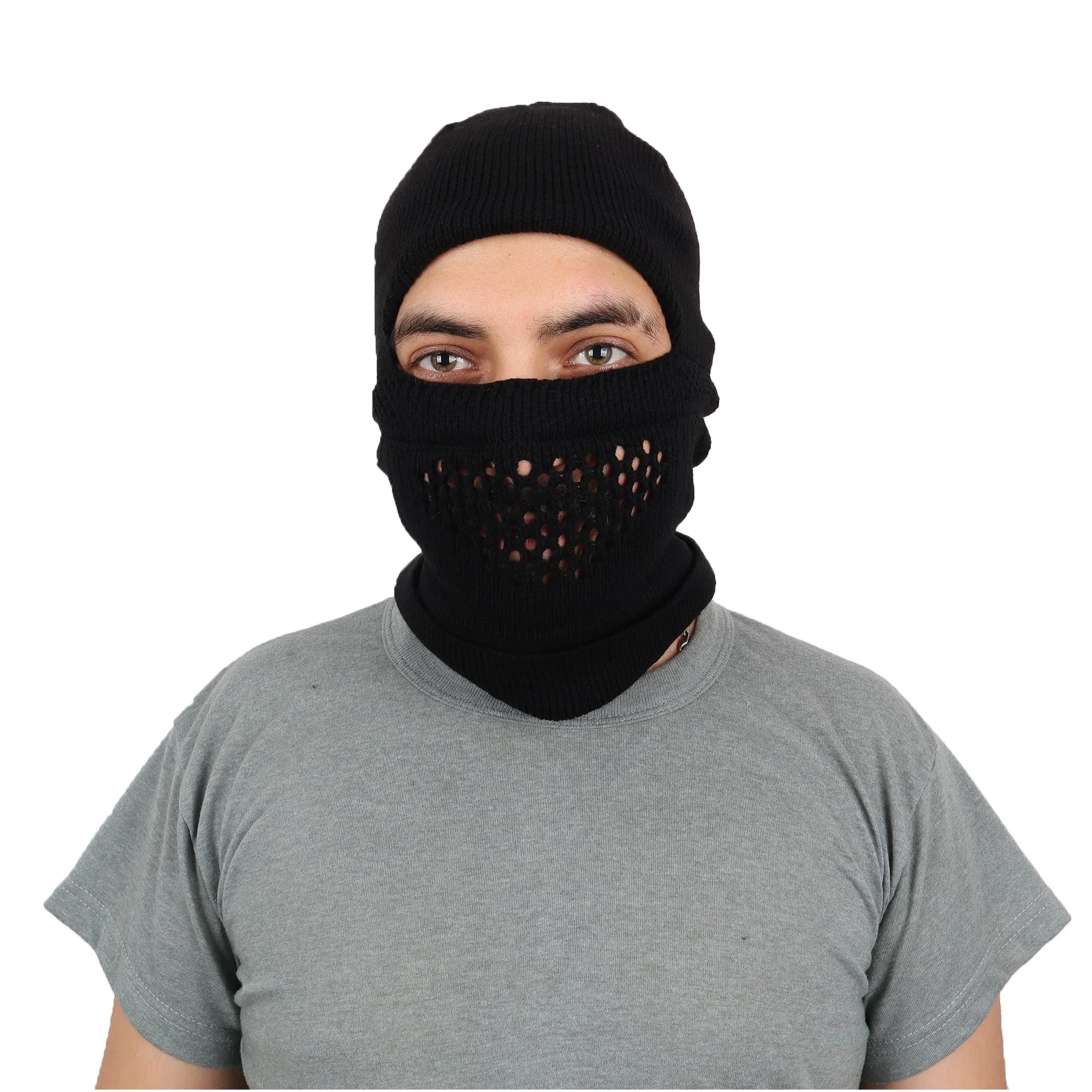 Black Knitted Balaclava Beanie (Ski Mask)