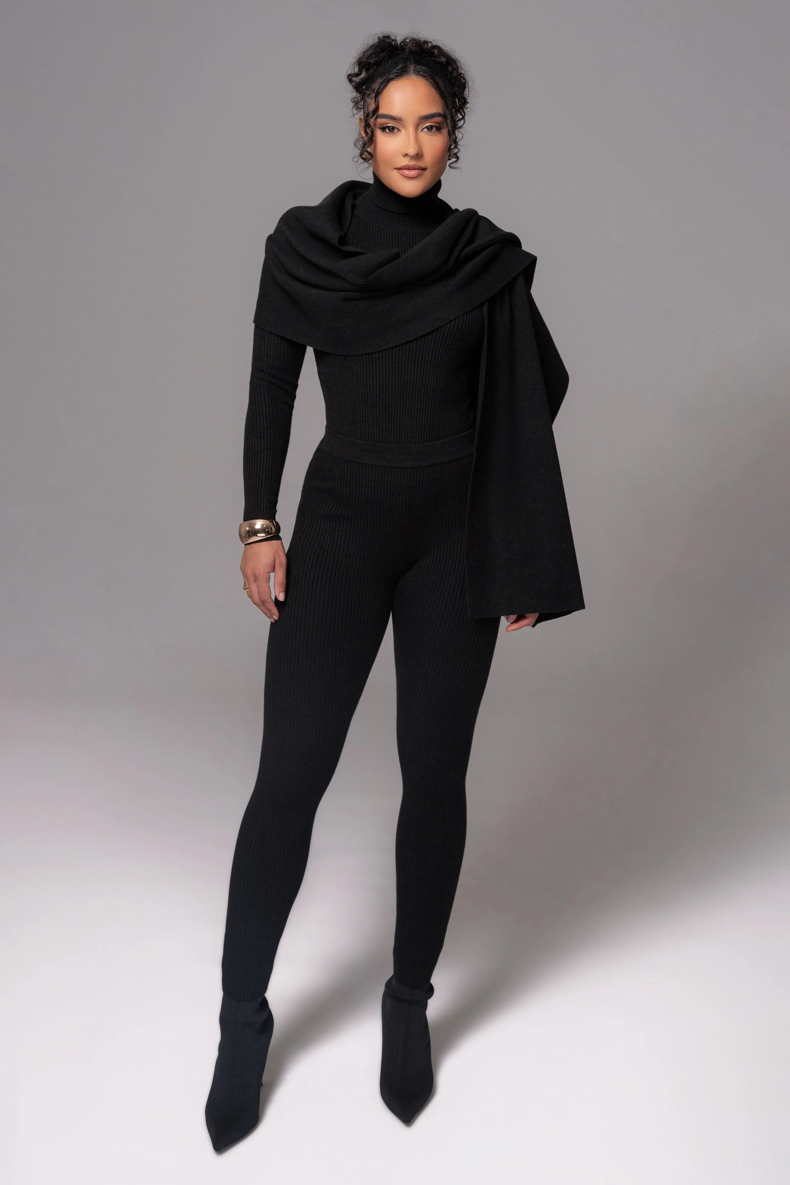 Black Naaya Ribbed Leggings