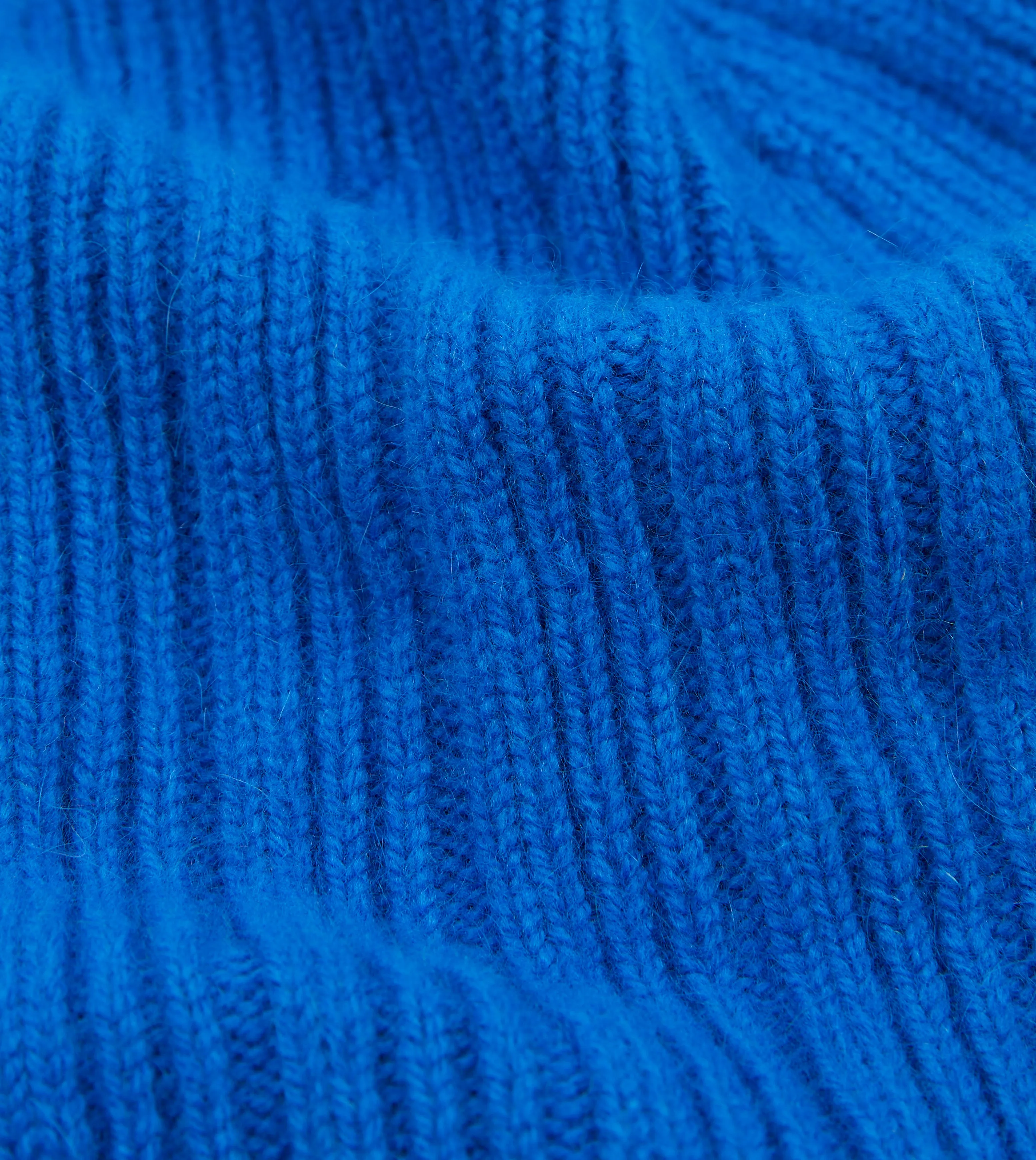 Blue Angora Lambswool Ribbed Knit Cap