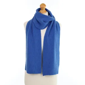 Brand New Scottish Cobalt Blue Rib Cashmere Scarf