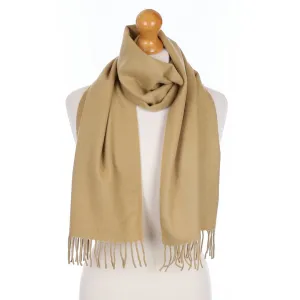 Camel Brown Cashmere Tasseled Woven Scarf