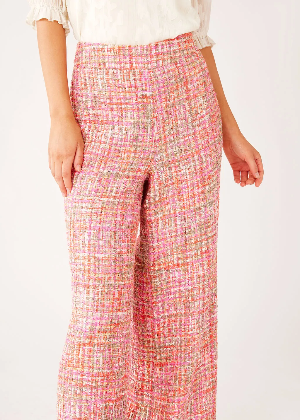 Carter Trouser Pink Multi Tweed