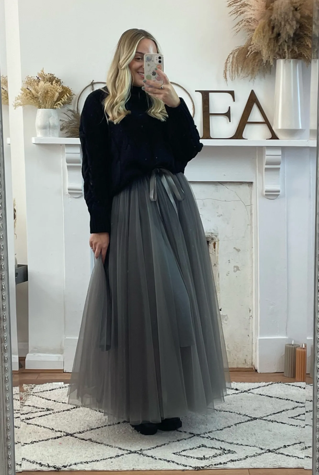 Charcoal Maxi Tulle Skirt