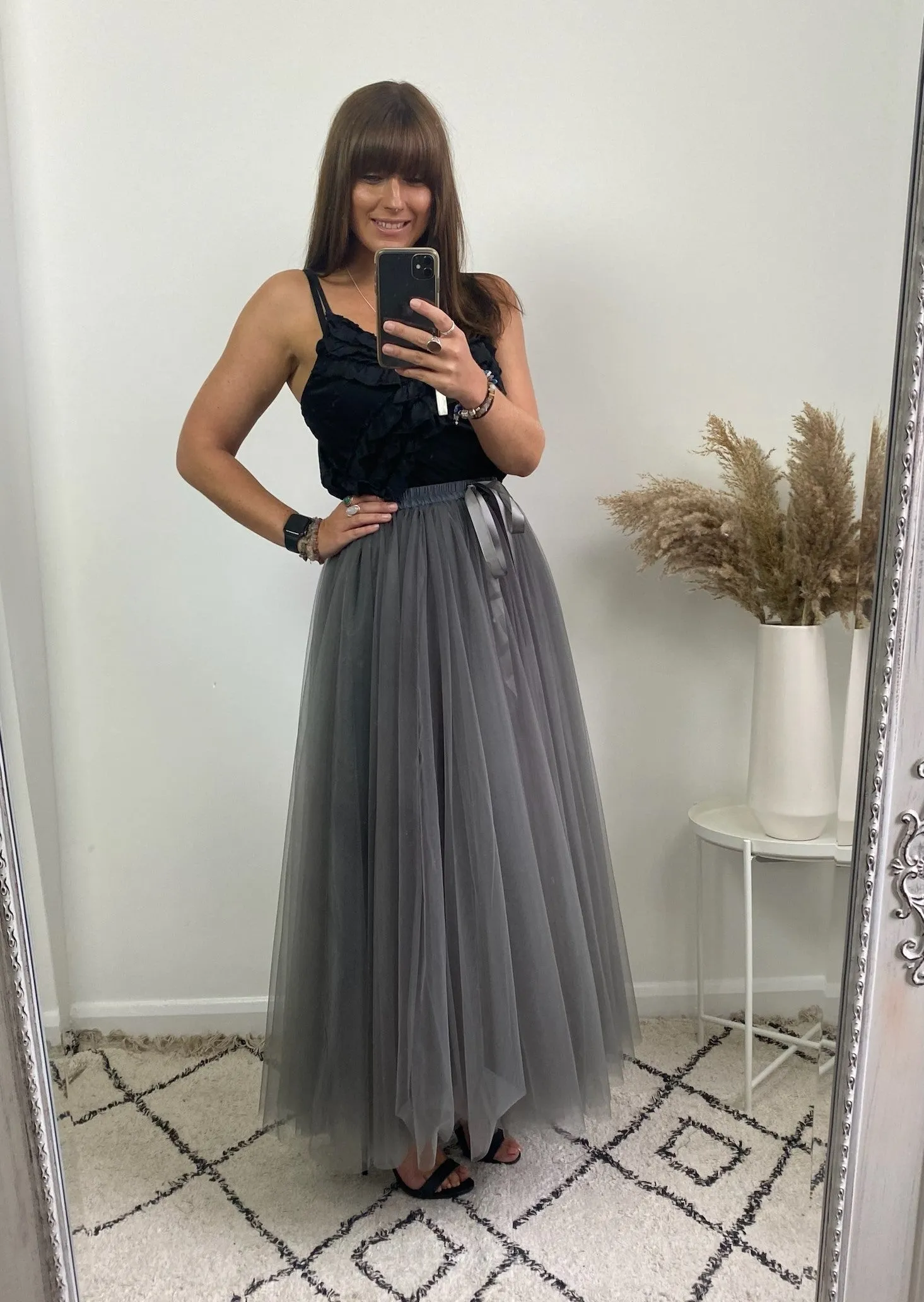 Charcoal Maxi Tulle Skirt