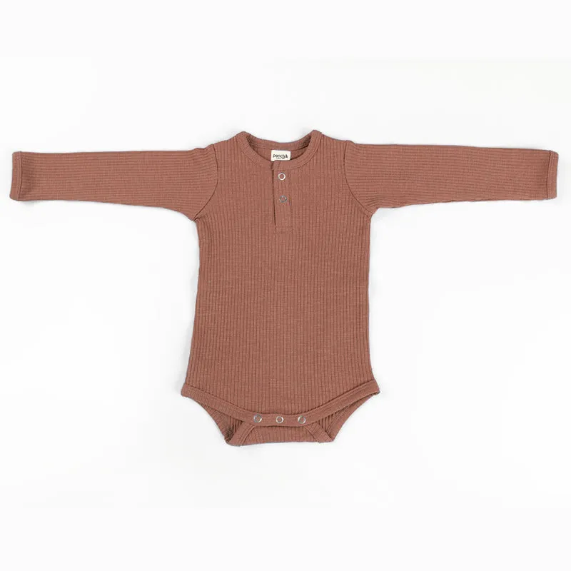 Cotton Rib Baby Bodysuit - Crepe