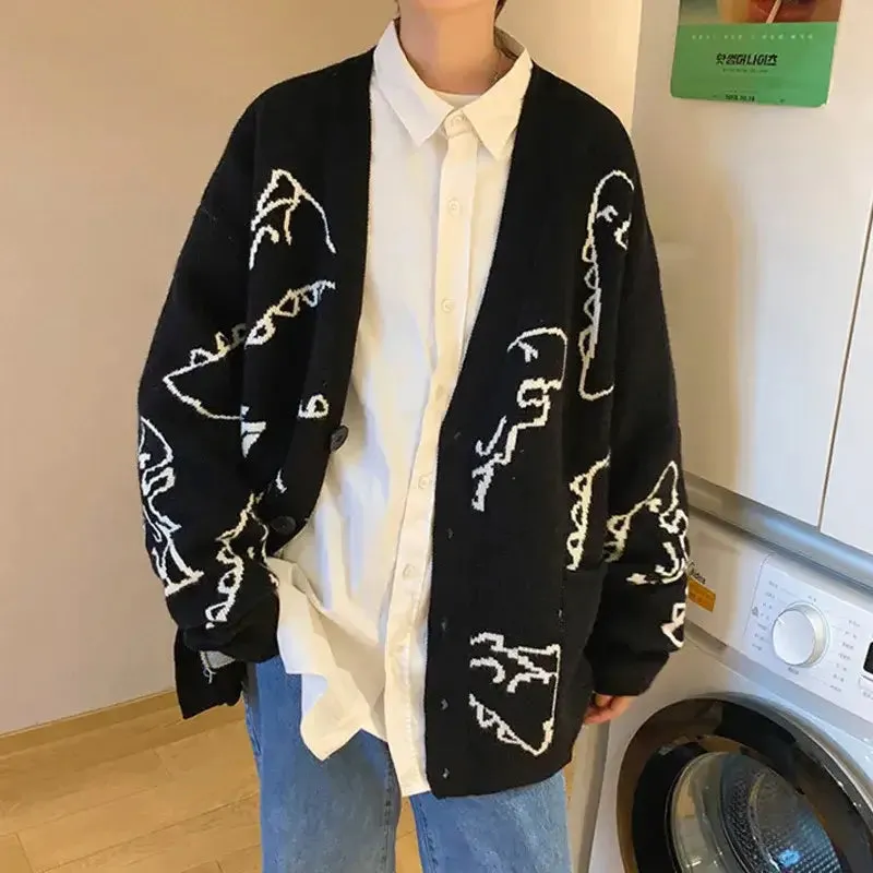 Dinosaur Oversized Cartoon Button Up Cardigan