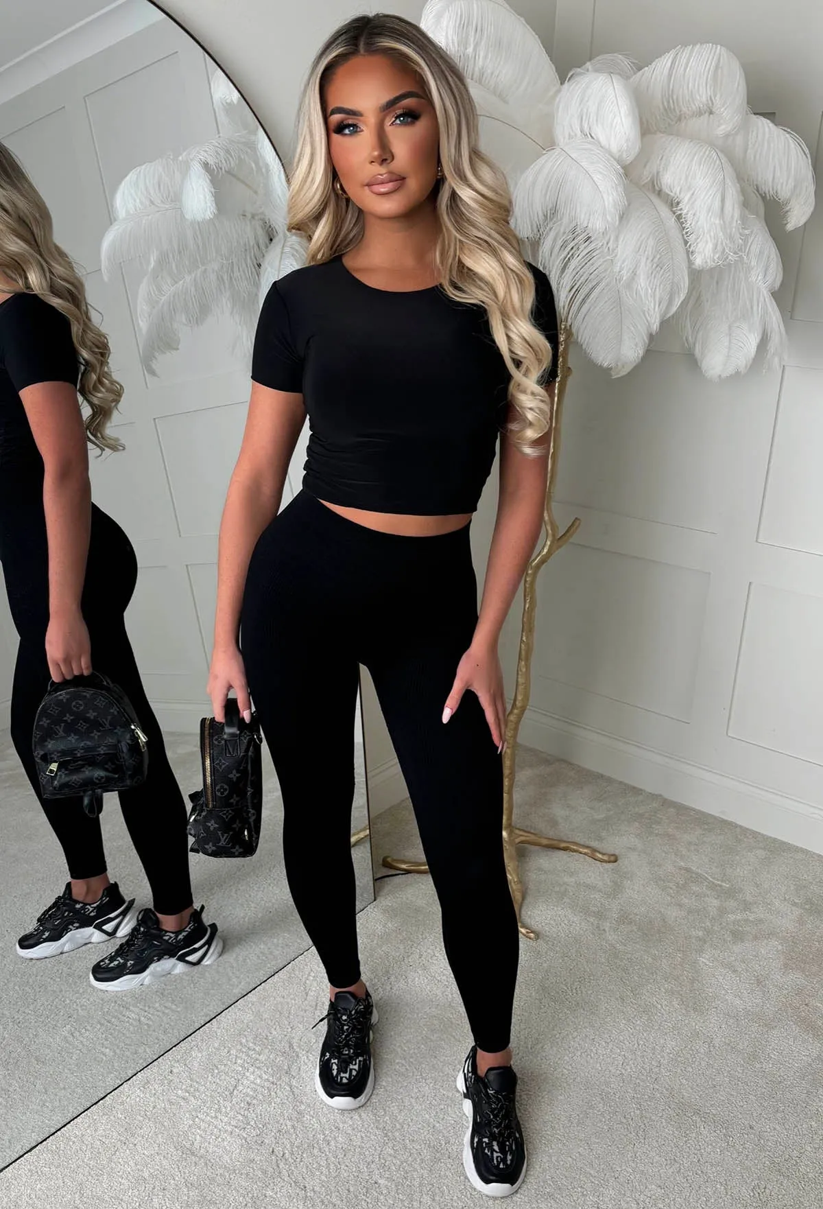 Feeling Cute Black Ribbed Leggings