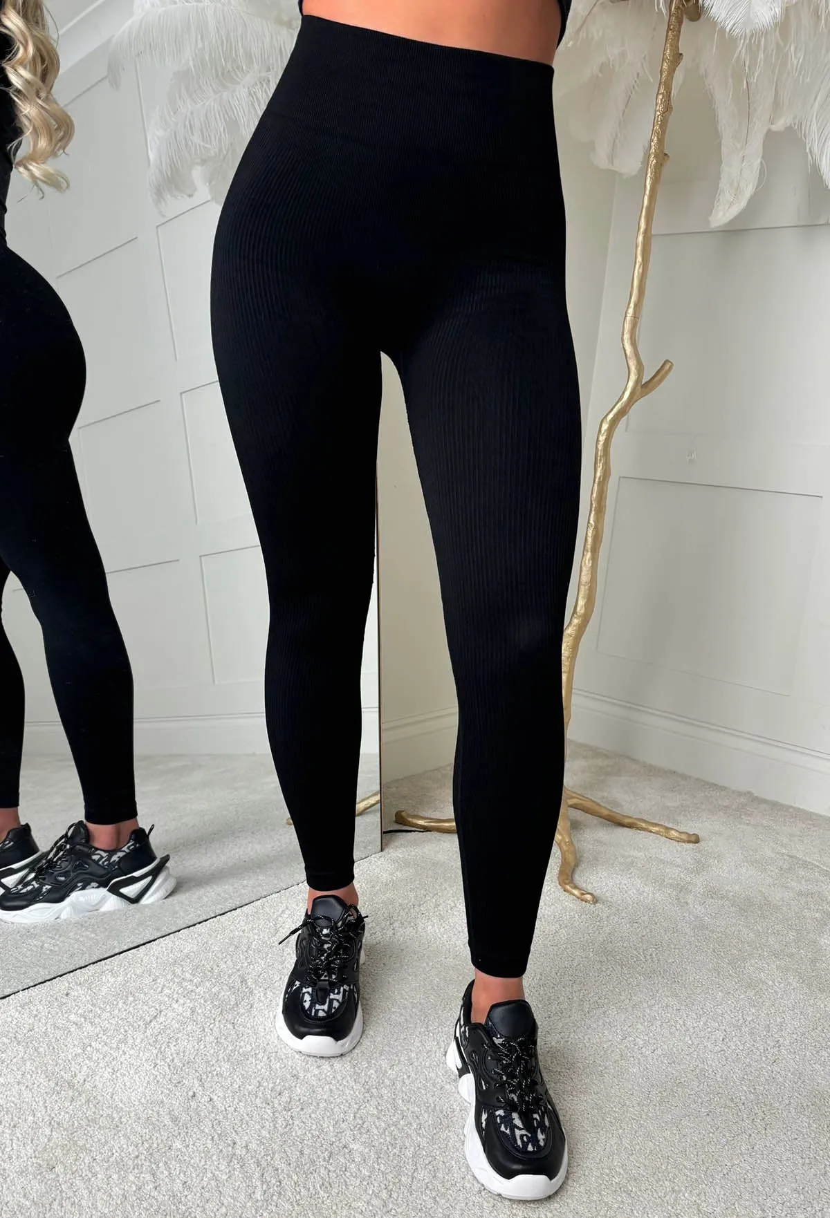 Feeling Cute Black Ribbed Leggings