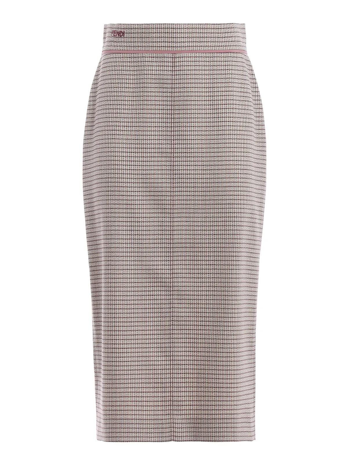 Fendi Micro Check Wool Midi Skirt