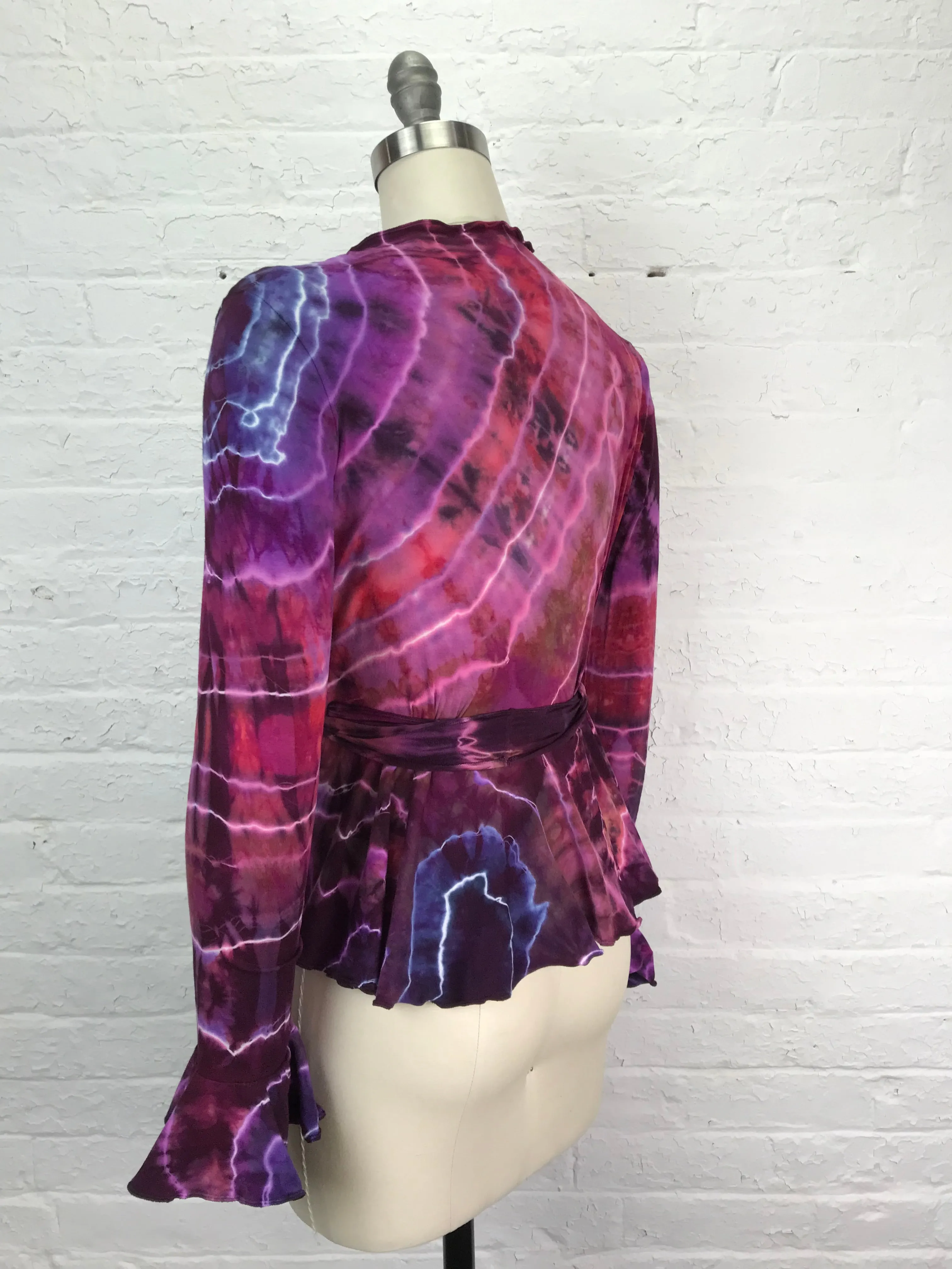 Flamenco Wrap Peplum Jacket in Raspberry Geode - Medium