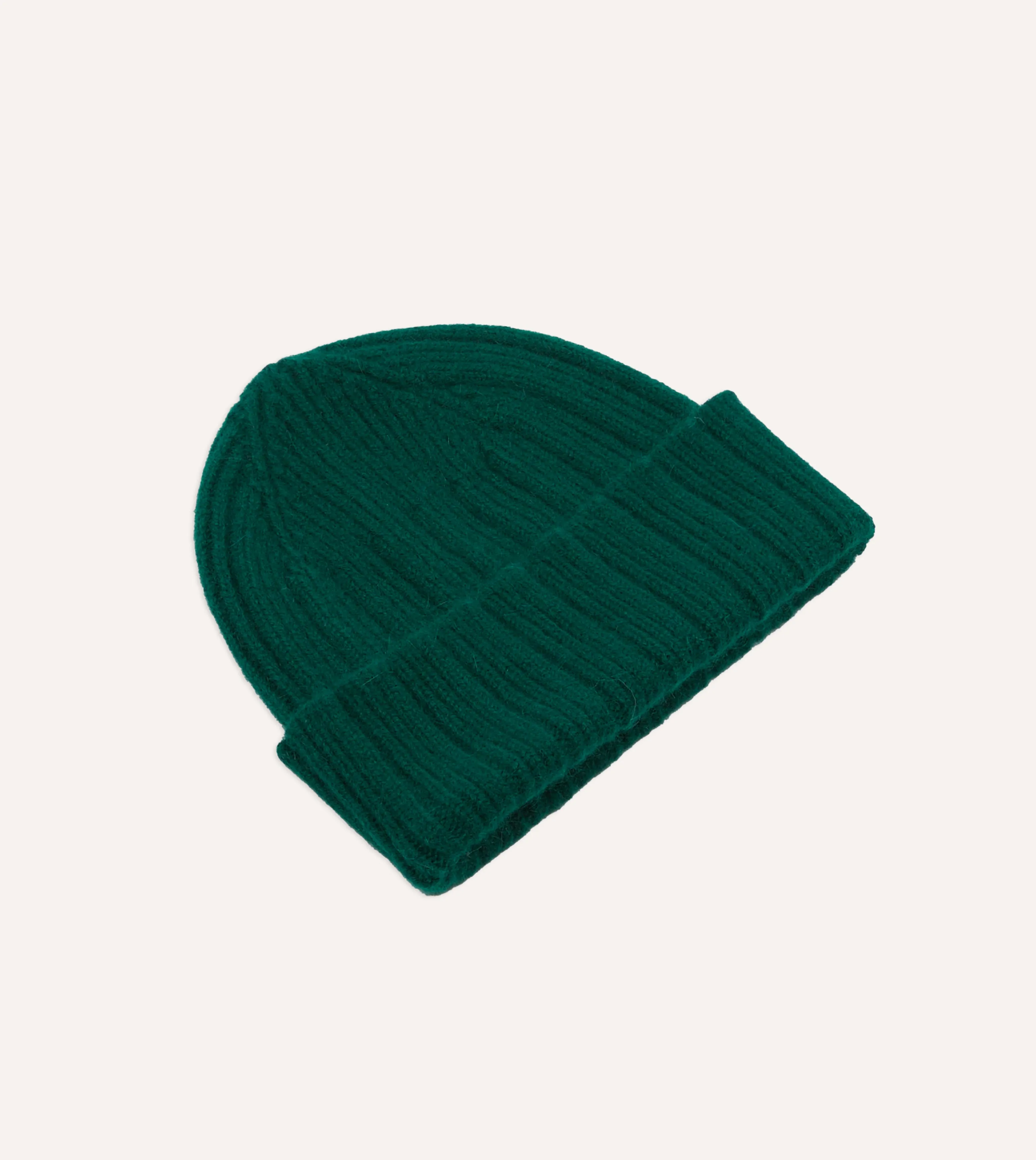 Forest Green Angora Lambswool Ribbed Knit Cap