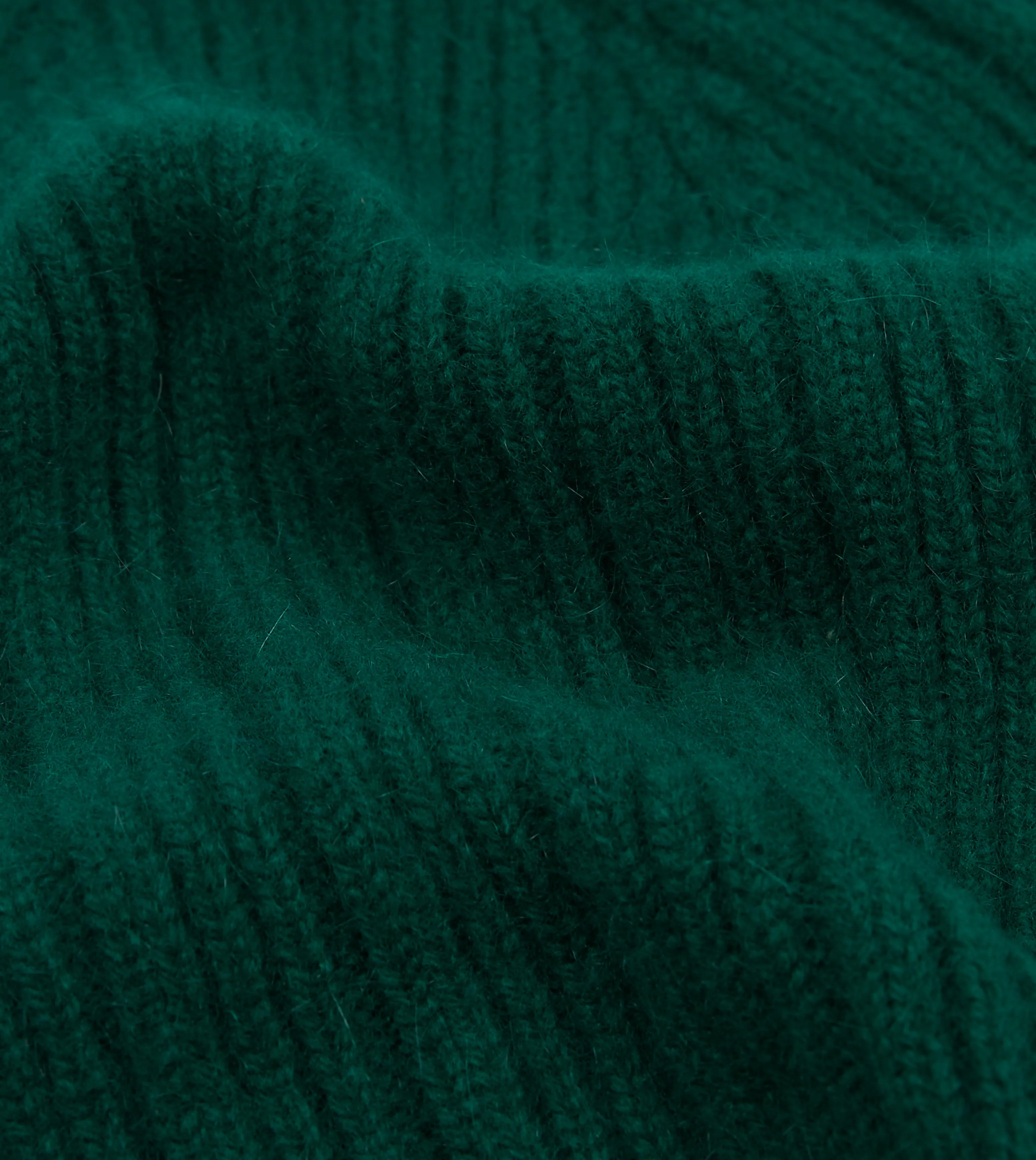 Forest Green Angora Lambswool Ribbed Knit Cap