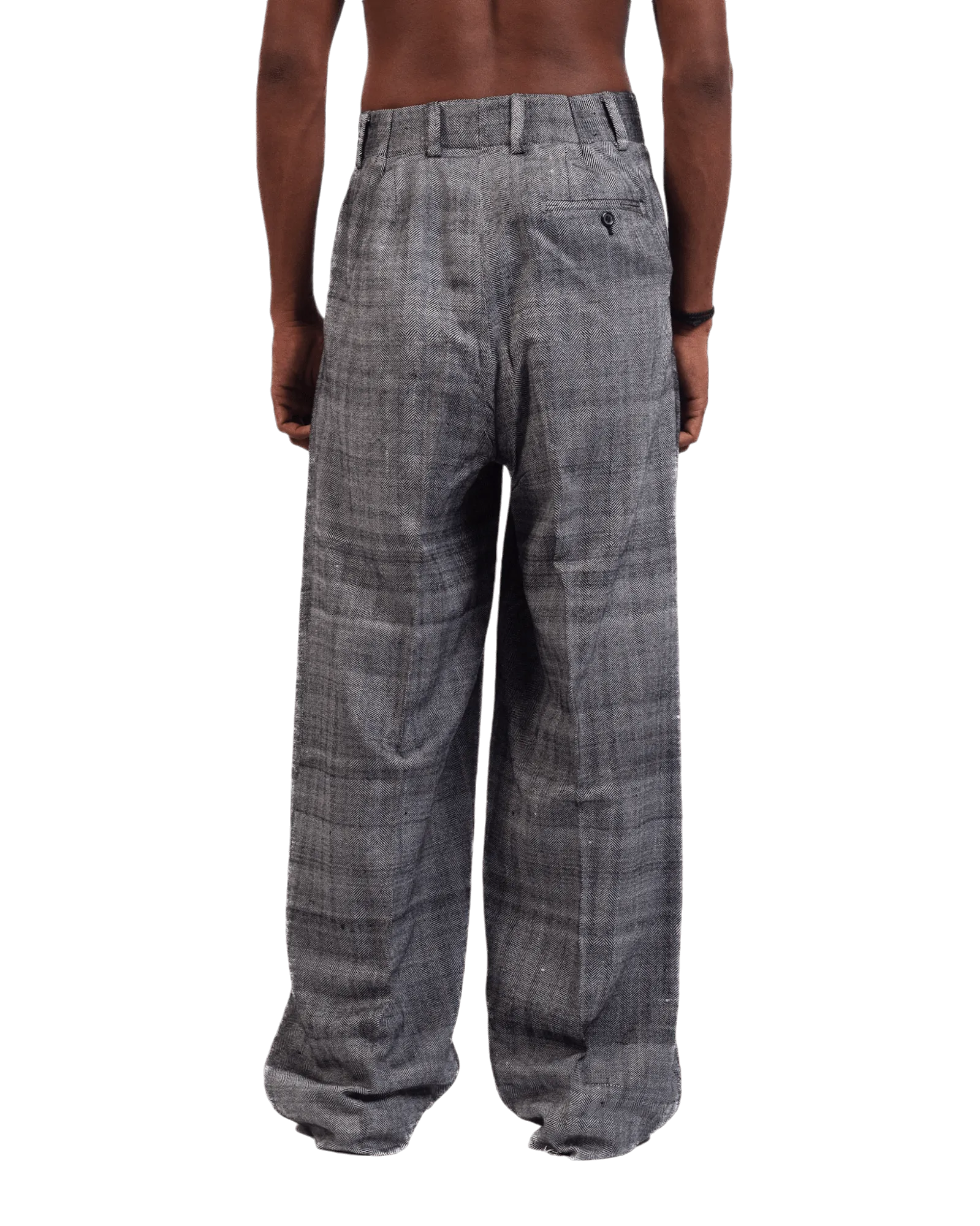 GREY TWEED DOUBLE-PLEATED TROUSERS