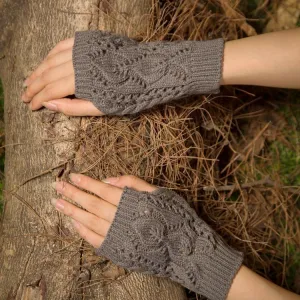 Half refers to the warm knit typing women s thick wool Half palm gloves - 2