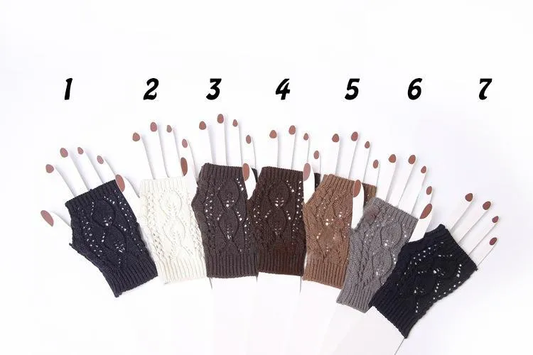 Half refers to the warm knit typing women s thick wool Half palm gloves - 2