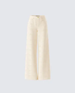 Havanah Ivory Tweed Mid Rise Pant