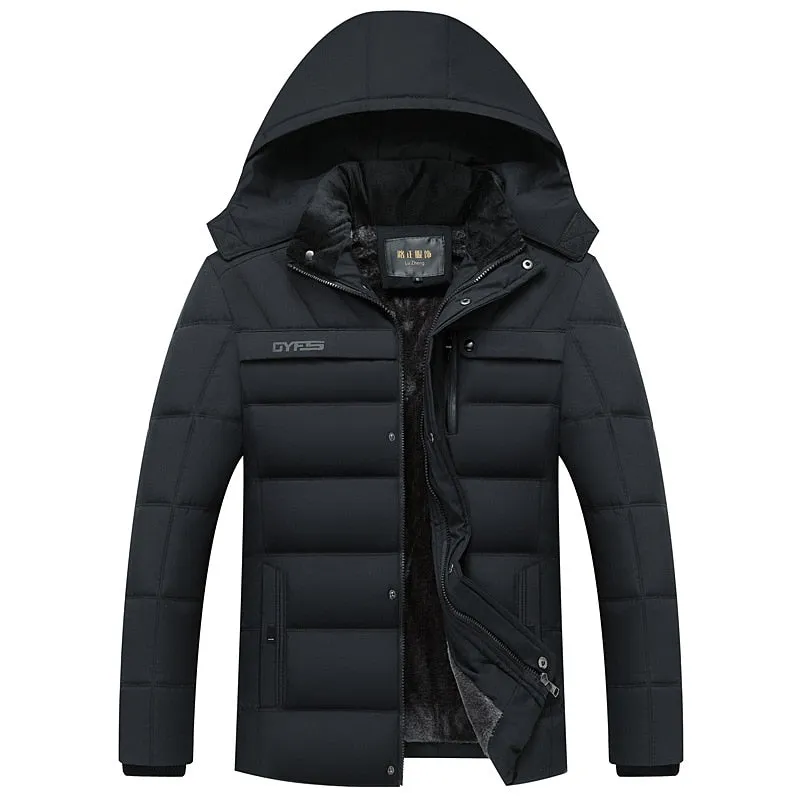 Hot Fashion Hooded Winter Coat Men Thick Warm Mens Winter Jacket Windproof Father's Gift Parka