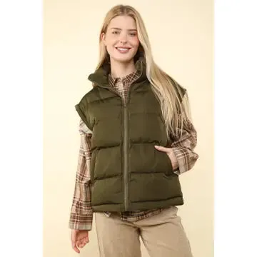 It's Like That Olive Puffer Vest