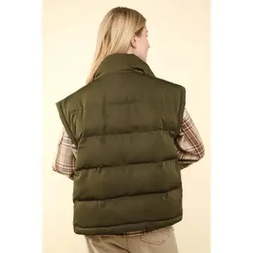 It's Like That Olive Puffer Vest