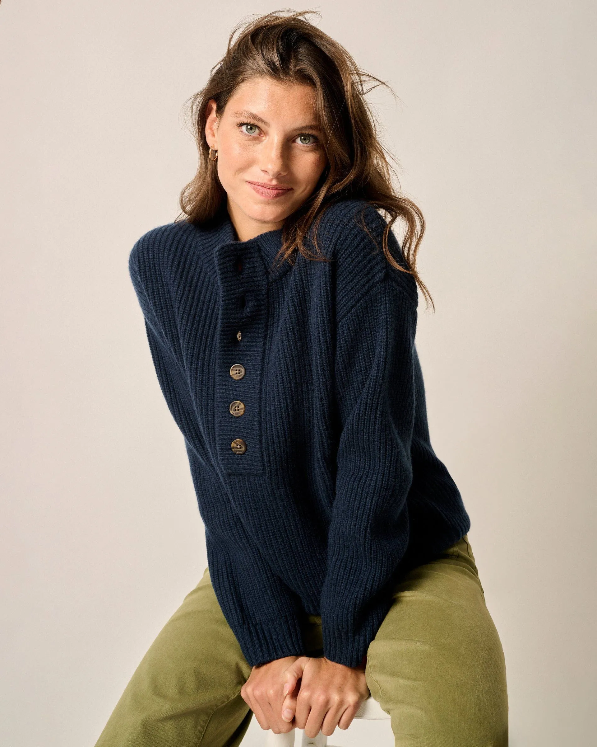 Kerrigan Cashmere Blend Henley Sweater