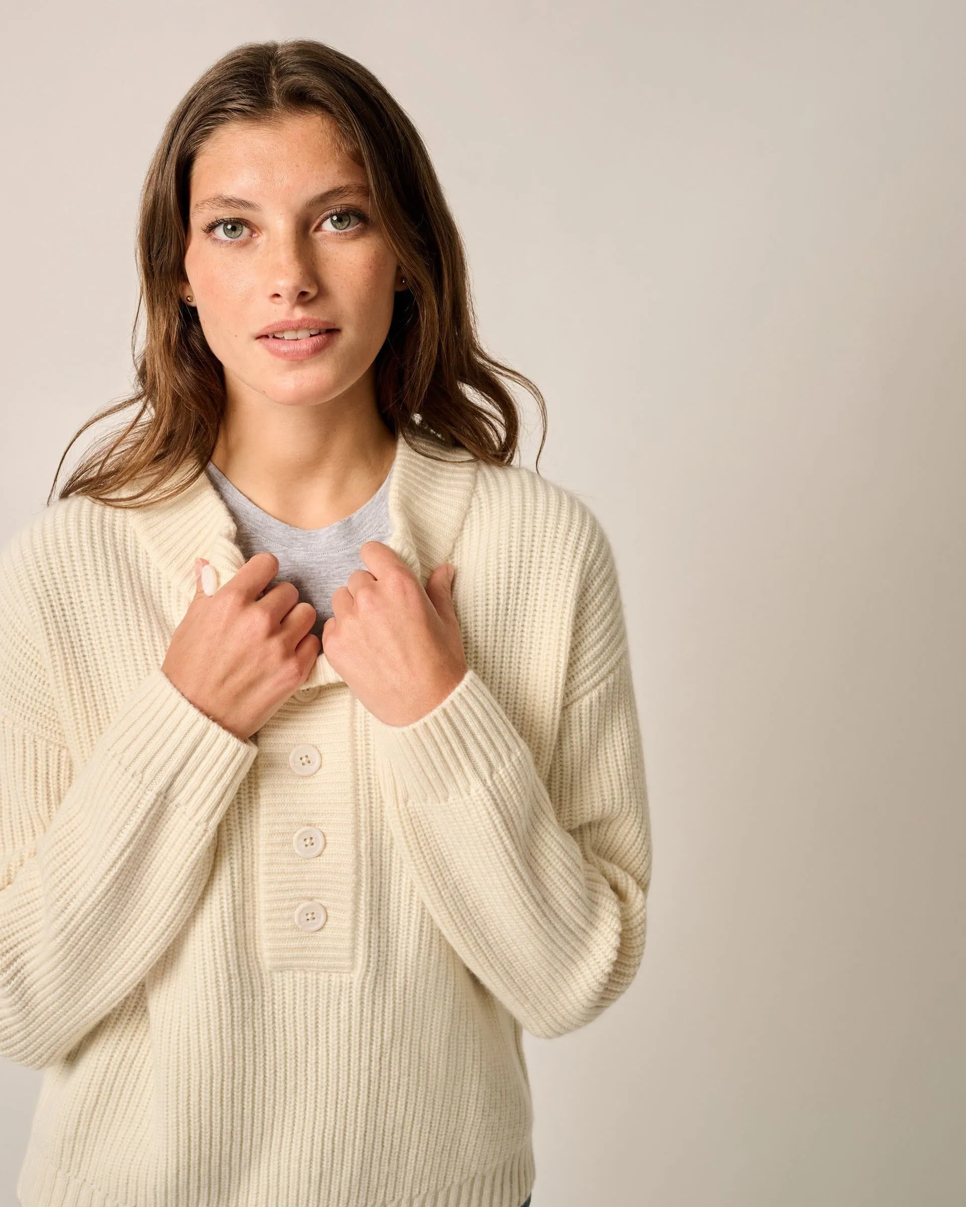 Kerrigan Cashmere Blend Henley Sweater