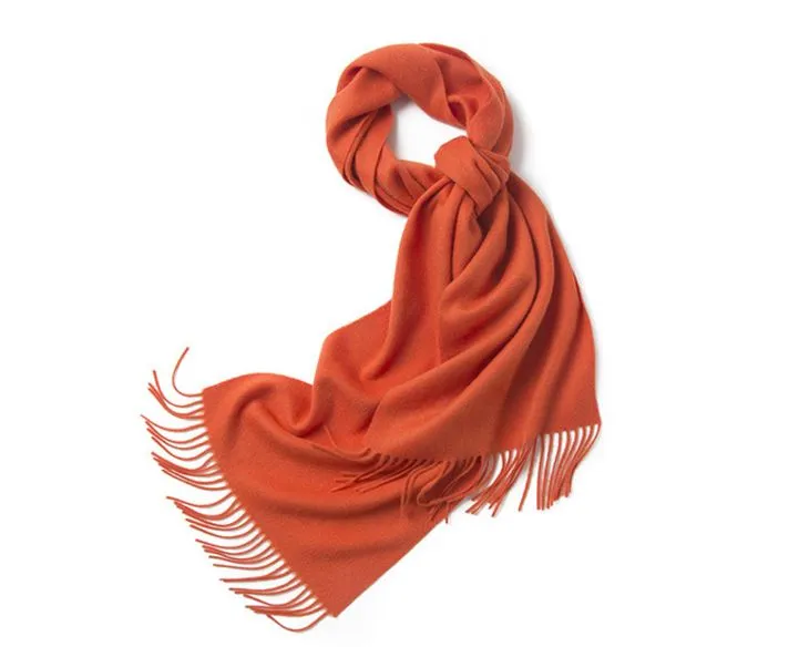 Lambswool Scarf Woven Plain Orange