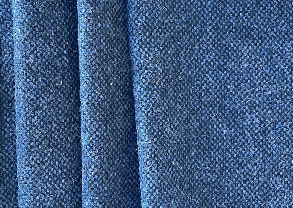 Lanificio di Pray Mid-Weight Elegant Myriad Melody of Blues Wool Tweed (Made in Italy)