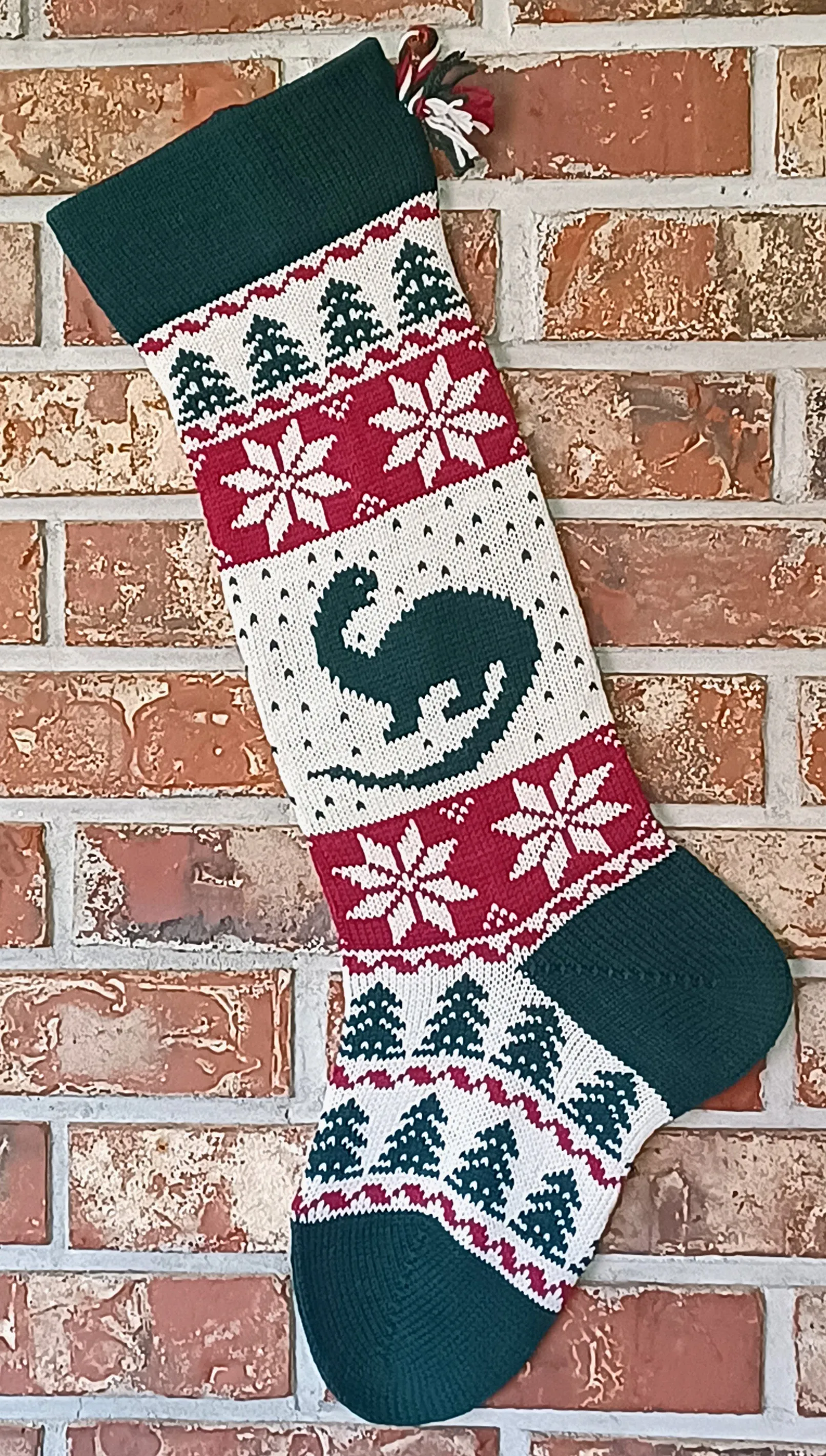 Large Knit Personalizable Wool Dinosaur Christmas Stockings - Matching Dinosaur Christmas Stockings