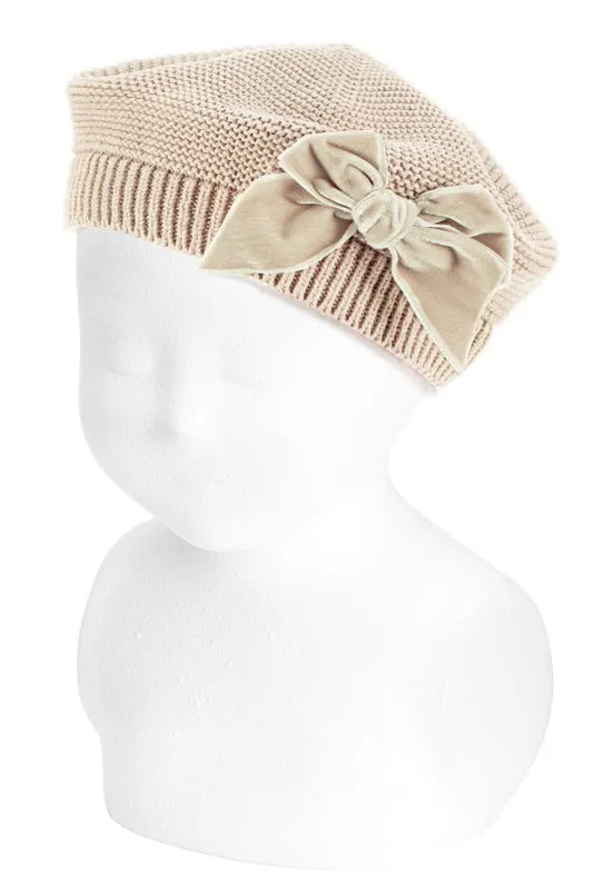 Linen Velvet Bow Beret