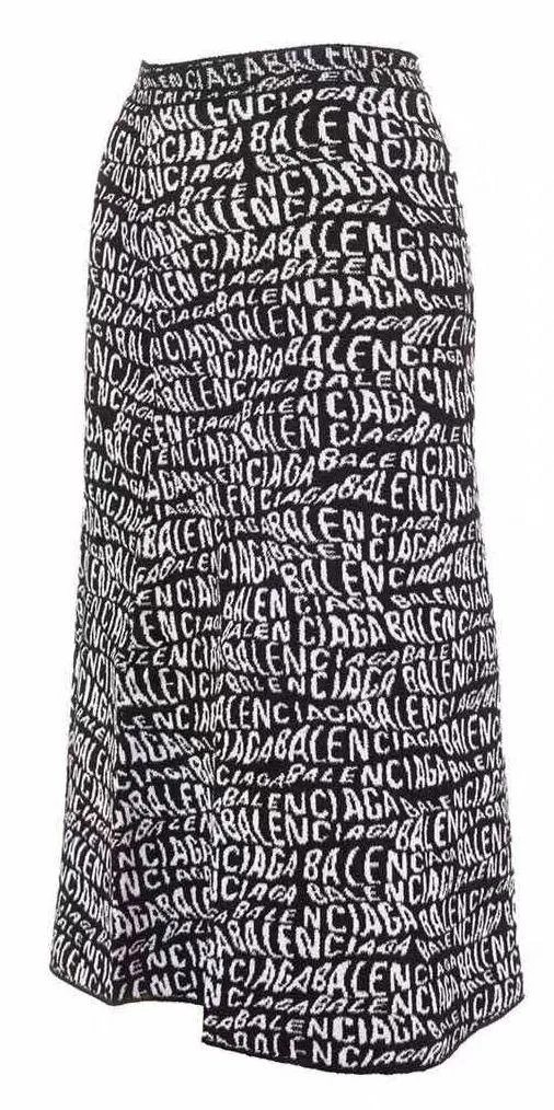 Logo Intarsia Knit Midi Skirt